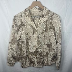 Brown and Cream Cloudy Button Up Blouse